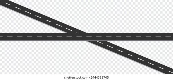 Straight and winding road road. Seamless asphalt roads template. Highway or roadway background. Vector illustration. Seamless highway marking Isolated on background.