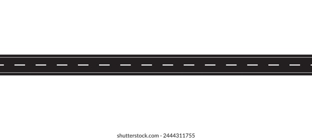 Straight and winding road road. Seamless asphalt roads template. Highway or roadway background. Vector illustration. Seamless highway marking Isolated on background.