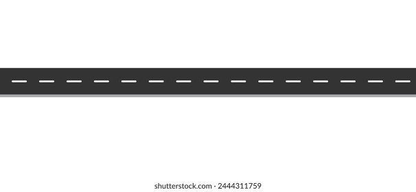 Gerade und kurvenreiche Straße. Nahtlose Asphaltstraßen Vorlage. Autobahn oder Fahrbahnhintergrund. Vektorillustration. Nahtlose Autobahnmarkierung Isoliert auf Hintergrund.