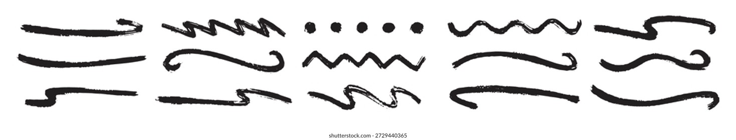 straight zigzag and wavy paint line set thick sketch brush 