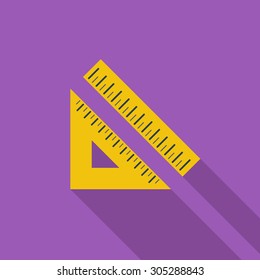 Straightedge icon. Flat vector related icon with long shadow for web and mobile applications. It can be used as - logo, pictogram, icon, infographic element. Vector Illustration.