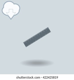 Straightedge icon with shadow. Cloud of download with arrow.