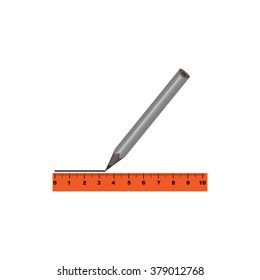 Straightedge and pencil , measurement, icon