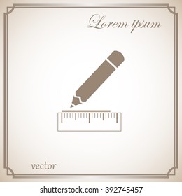 Straightedge and pencil , measurement, icon