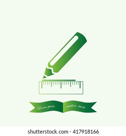 Straightedge and pencil , measurement, icon
