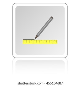 Straightedge and pencil, measurement, icon