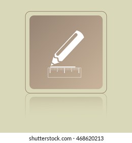 Straightedge and pencil , measurement, icon