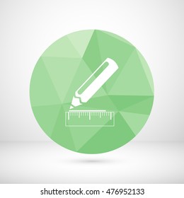 Straightedge and pencil , measurement, icon