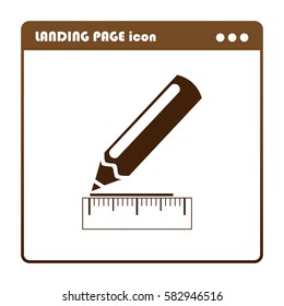 Straightedge and pencil , measurement, icon for the landing page