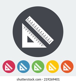 Straightedge. Single flat icon on the circle. Vector illustration.