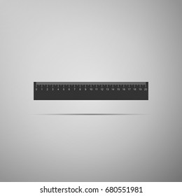 Straightedge symbol. Ruler icon isolated on grey background. Flat design. Vector Illustration