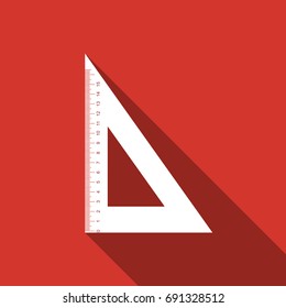 Straightedge symbol. Ruler icon isolated with long shadow. Flat design. Vector Illustration