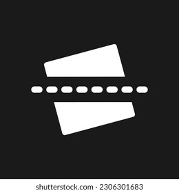 Straighten dark mode glyph ui icon. Simple filled line element. User interface design. White silhouette symbol on black space. Solid pictogram for web, mobile. Vector isolated illustration