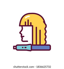 Straighten hair color line icon. Hairdresser services. 