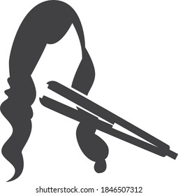 Straighten hair icon. Hair iron. Hairdresser services. Professional hair styling. Beauty industry. Pictogram for web page, promo. UI/UX/GUI design element. Editable stroke.