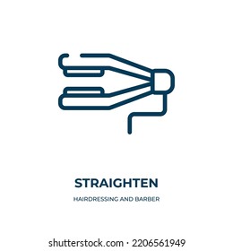 Straighten icon. Linear vector illustration from hairdressing and barber collection. Outline straighten icon vector. Thin line symbol for use on web and mobile apps, logo, print media.