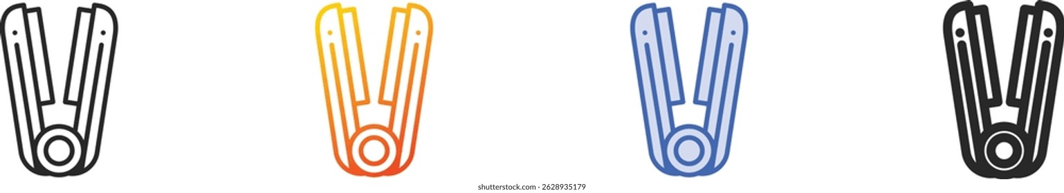 straightener icon.Thin Linear, Gradient, Blue Stroke and bold Style Design Isolated On White Background