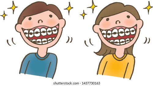 Straightening of irregular teeth boy and girl