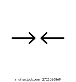 Una ilustración gráfica directa de dos flechas negras enfrentadas entre sí, que transmiten conceptos de enfoque, fusión o espacio reducido.
