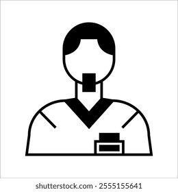 straightforward referee icon, complete with a whistle, symbolizing authority and fair play.