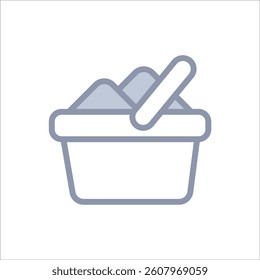 A straightforward shopping cart silhouette in grayscale representing the shopping experience for essential items .