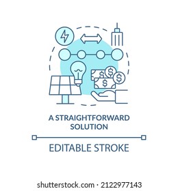 Straightforward solution turquoise concept icon. Access to solar energy. Pros of PPA abstract idea thin line illustration. Isolated outline drawing. Editable stroke. Arial, Myriad Pro-Bold fonts used
