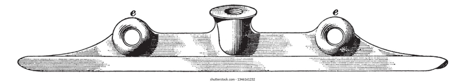 Strain Ear used when other wires are needed for extra support, vintage line drawing or engraving illustration.