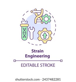 Strain engineering multi color concept icon. Hybrid agriculture. Seed modification, bioengineering. Round shape line illustration. Abstract idea. Graphic design. Easy to use in article, blog post