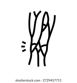 Vector de icono de línea muscular isquiotibial tensado. signo de músculo isquiotibial tensado. símbolo de contorno aislado ilustración negra
