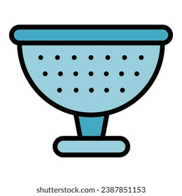 Strainer colander icon outline vector. Kitchen sieve. Hand tool color flat