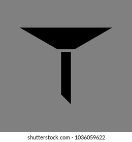 Strainer, filter icon. Vector. Black icon on medium gray background. Isolated.