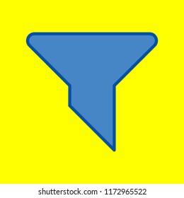 Strainer, filter icon. Vector. Office style blue icon at yellow background.