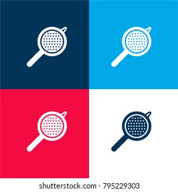 Strainer four color material and minimal icon logo set in red and blue