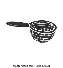 Strainer Hand Icon Silhouette Illustration. Kitchen Tools Vector Graphic Pictogram Symbol Clip Art. Doodle Sketch Black Sign.