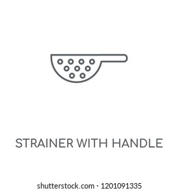 Strainer with handle linear icon. Strainer with handle concept stroke symbol design. Thin graphic elements vector illustration, outline pattern on a white background, eps 10.
