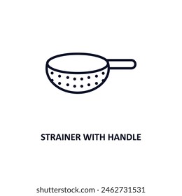 strainer with handle outline icon.  Thin line icon from bistro and restaurant collection. Editable vector isolated on white background