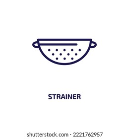 strainer icon from kitchen collection. Thin linear strainer, equipment, cooking outline icon isolated on white background. Line vector strainer sign, symbol for web and mobile