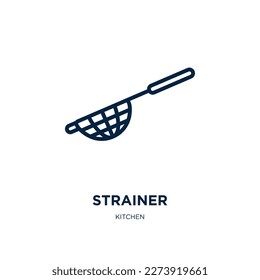 strainer icon from kitchen collection. Thin linear strainer, equipment, knife outline icon isolated on white background. Line vector strainer sign, symbol for web and mobile