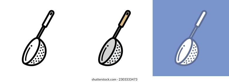 Strainer Icon, The Strainer icon represents an essential kitchen tool used for filtering and draining liquids and solids from food, such as pasta, vegetables, and fruits.