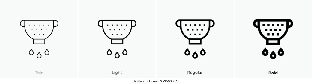 strainer icon. Thin, Light Regular And Bold style design isolated on white background