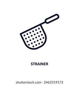 strainer icon. Thin line strainer icon from kitchen collection. Outline vector isolated on white background. Editable strainer symbol can be used web and mobile