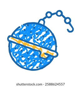 strainer on chain tea doodle icon sketch vector. strainer on chain tea sign. isolated symbol illustration