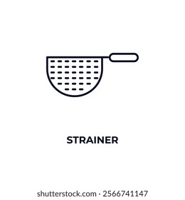 strainer outline icon. Linear vector from kitchen concept. Thin line strainer icon isolated on white background