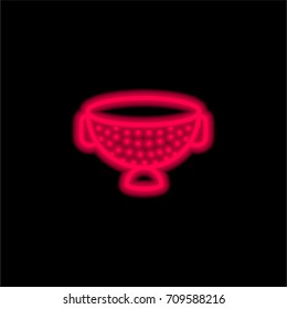 Strainer red glowing neon ui ux icon. Glowing sign logo vector