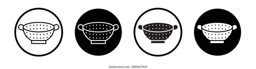 Strainer vector icon set black filled and outlined style.