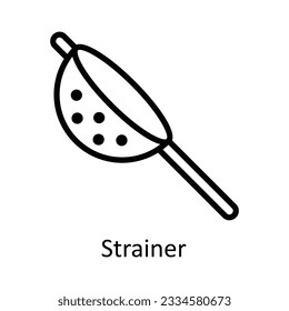 Strainer Vector outline Icon Design illustration. Kitchen and home  Symbol on White background EPS 10 File