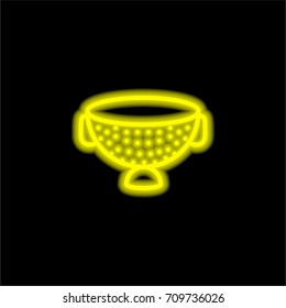 Strainer yellow glowing neon ui ux icon. Glowing sign logo vector