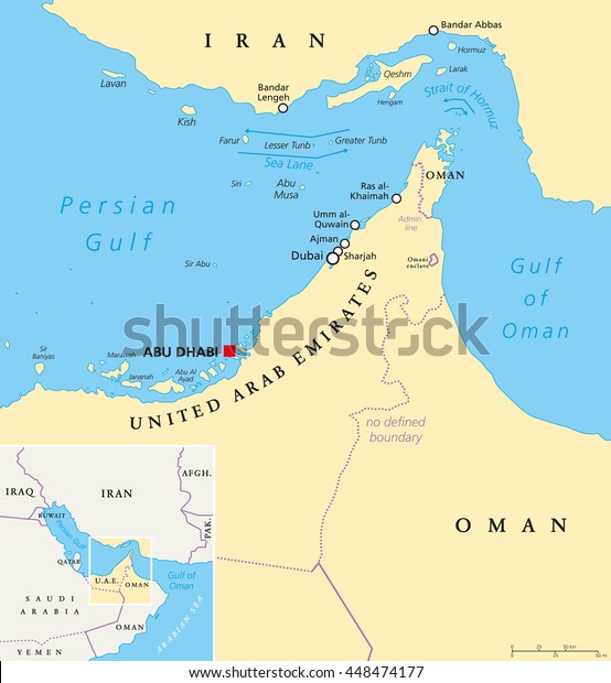 ホルムズ海峡 アブムサ トンブスの政治地図 ペルシャ湾からアラビア海への海路のみ 世界で最も戦略的に重要なチョークポイントの1つ 英語の表示 イラスト のベクター画像素材 ロイヤリティフリー