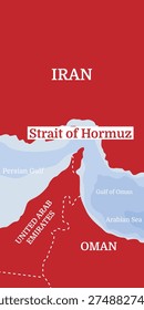 Strait of Hormuz background. Topographic map of the Strait of Hormuz. Middle East banner. World oil supply routes