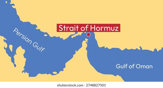 Strait of Hormuz background. Topographic map of the Strait of Hormuz. Middle East banner. World oil supply routes